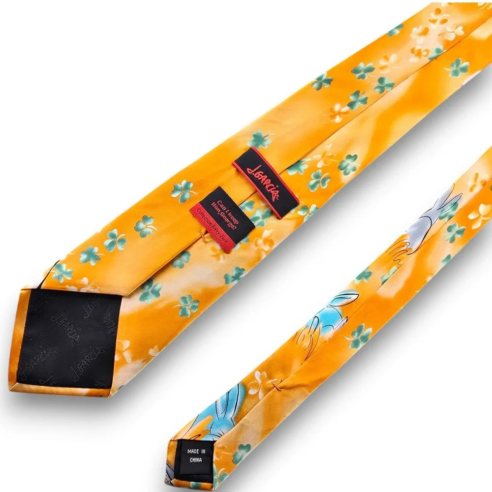 J Garcia Mens Silk Tie Orange Bunny Easter Egg Clover Can I Keep Him George 55